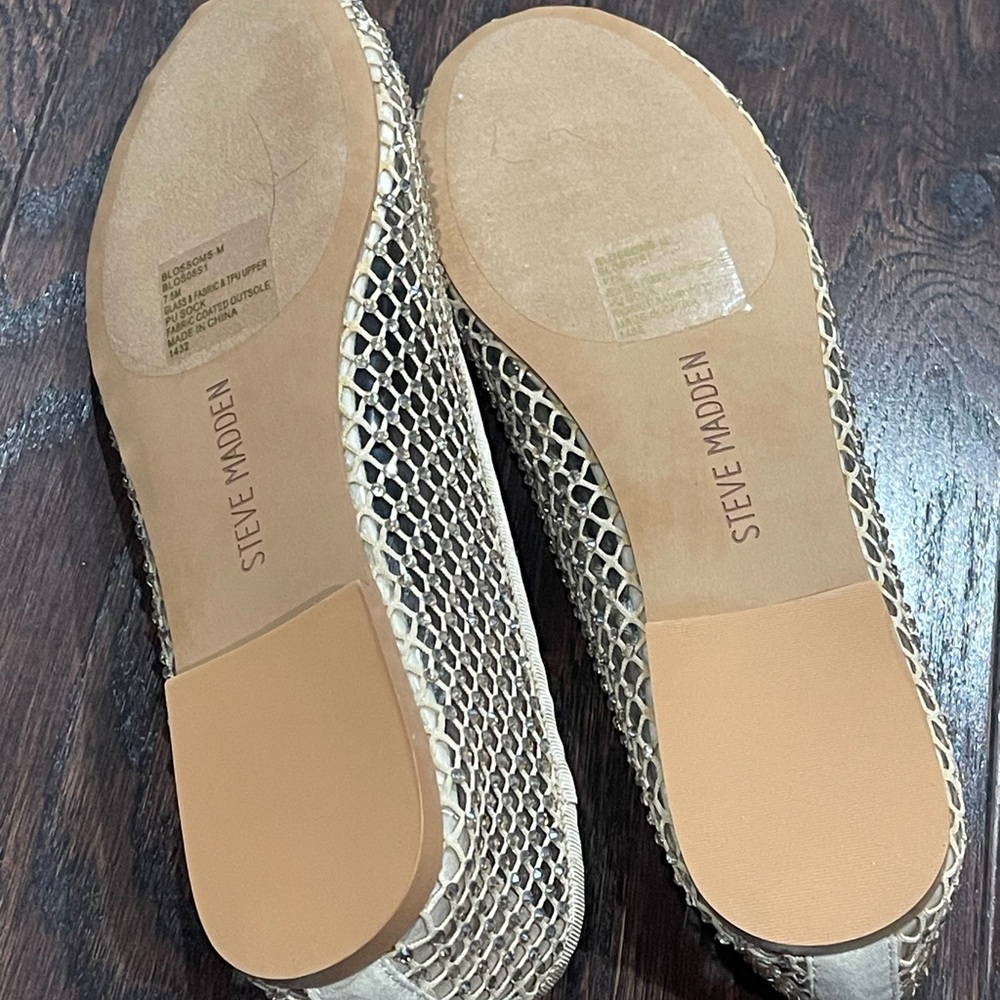 Steve Madden Blossom blush Rhinestone Mesh Bow Preppy Coquette Ballet Flat NEW - Picture 6 of 8